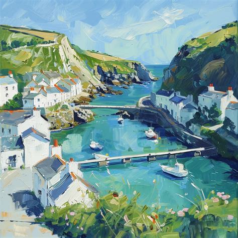 Harbor Village Digital Oil Painting Free Stock Photo - Public Domain