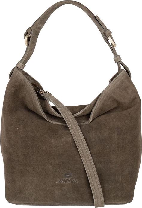 Fred De La Bretoniere Schoudertas Shoulderbag Medium Suede Groen Bol