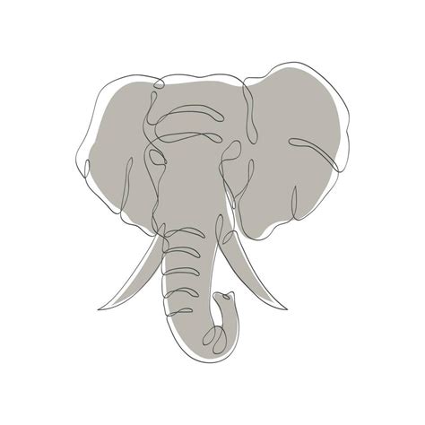 Elephant Head Line Art Icon Continuous One Line Drawing Of Elephant