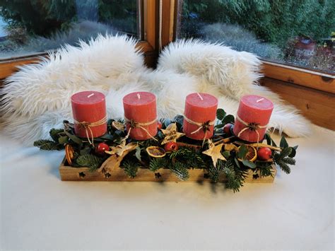 Advent Wreath Advent Arrangement Elongated Red - Etsy