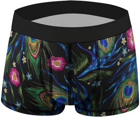 Hyjoy Mens Boxer Briefs Trunks Underwear Pack Beautiful Peacock