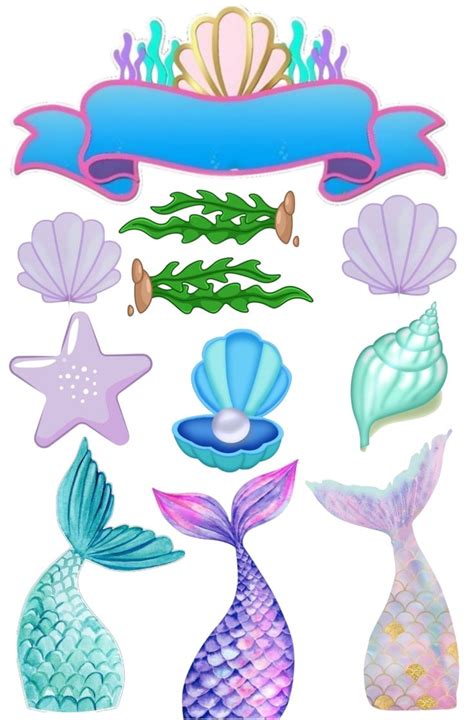 Topper Cola De Sirena Mermaid Cake Topper Mermaid Cupcake Toppers