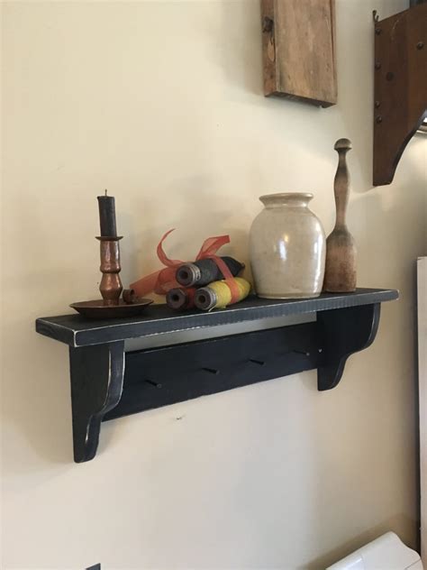 Shaker Shelfhandmade Wood Craftdistressed Shelf Pegs Etsy