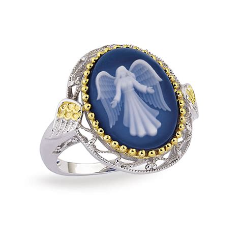 The Concorde Collection Guardian Angel Cameo Ring Azure Blue Cameo