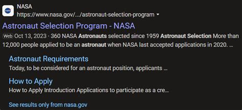 NASA posted an "Astronaut Selection Program" page last October ...