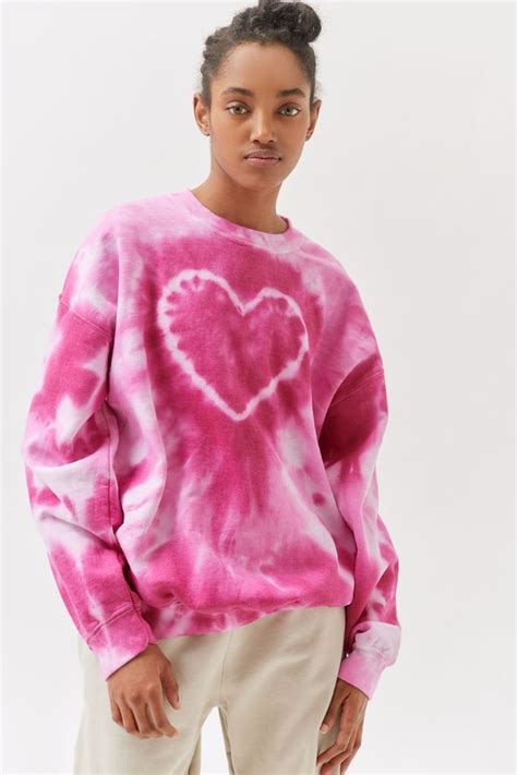 Urban Renewal Remade Heart Tie Dye Crew Neck Sweatshirt In Tie