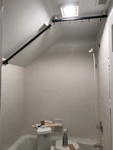 7 Photos Shower Curtain Rod For Sloped Ceiling And Description - Alqu Blog