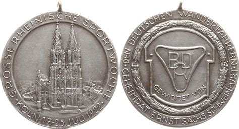 Köln Stadt Tragbare Neusilbermedaille 1922 v Wiedmann Frankfurt a d