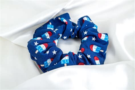 Patriotic Popsicle Scrunchie Blue 4th Of July Scrunchy Fourth Of July