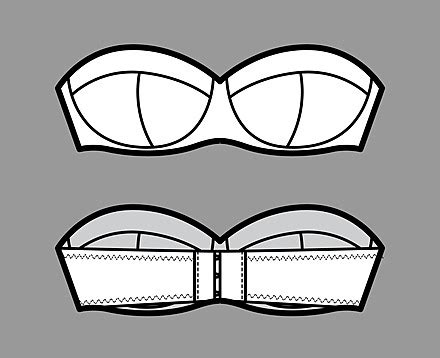 Technical Fashion Illustration Of A Strapless Lingerie With Molded Cups