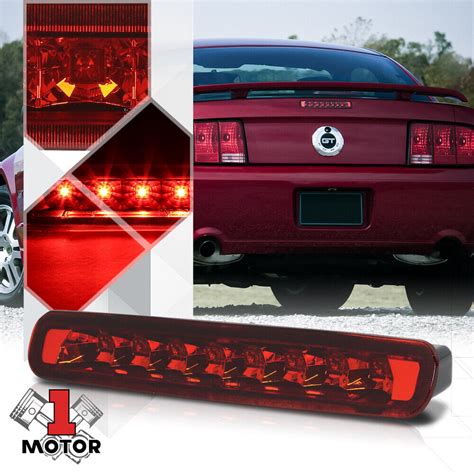 Chrome Housing Red Lens Rear LED Third 3rd Brake Light For 05 09 Ford