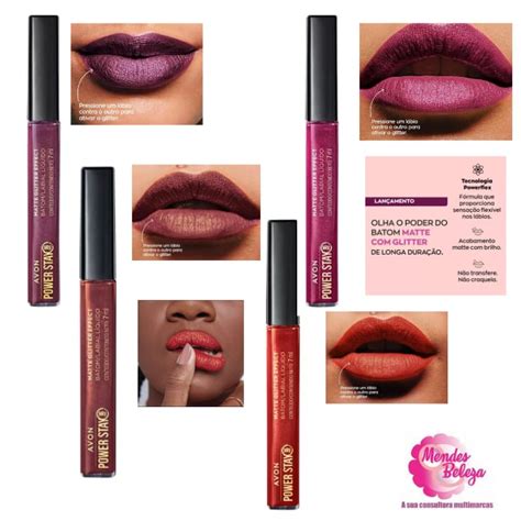 Avon Power Stay Matte Glitter Effect Batom L Quido H Ml Shopee Brasil