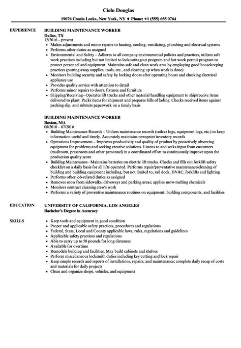 Building Maintenance Worker Resume Samples Velvet Jobs