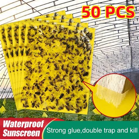 100pcs Strong Flies Traps Bugs Sticky Board Yellow Double Sided Sticky