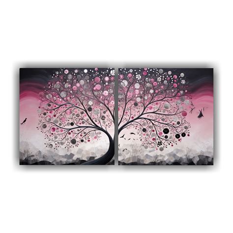 Cuadro Decorativo Pintura De Pared Hermosa Armonía De Colores Árbol En