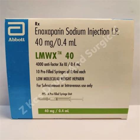 Lmwx 40 Enoxaparin Injection 40 Mg 0 4 Ml At 210 Piece