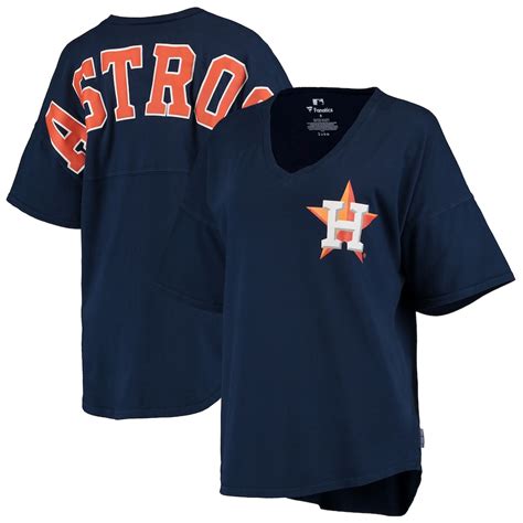 Houston Astros Womens Navy Oversized Spirit Jersey V Neck T Shirt