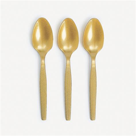 Bulk Metallic Gold Plastic Spoons 50 Ct Oriental Trading