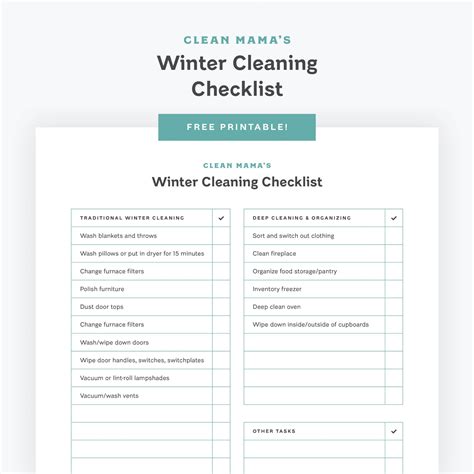 Free Winter Cleaning Checklist Clean Mama