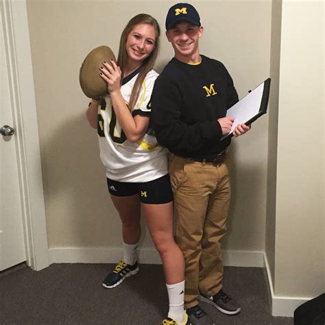 Couple Halloween Costume Michigan Football Player And Jim Harbaugh