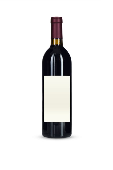 Transparent Png Dark Wine Bottle With Blank Label And Burgundy Foil