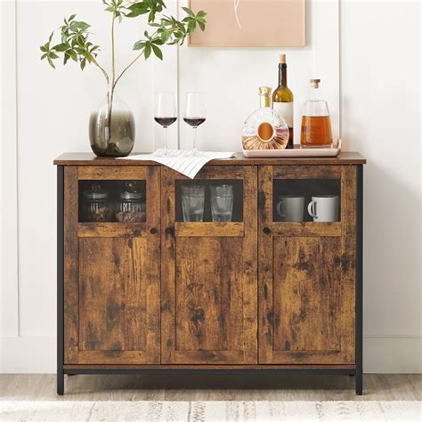 Buffet Placard Portes Vitr Es Rustique Tendance Vasagle