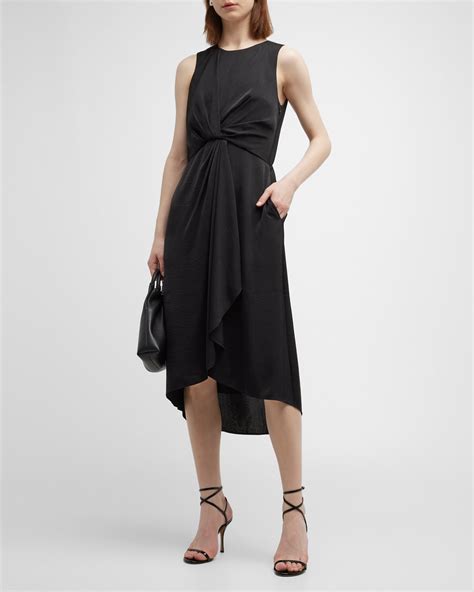 Emporio Armani Sleeveless Twist Front Jersey Midi Dress Neiman Marcus