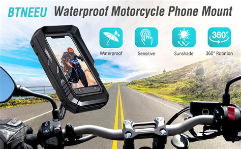 Btneeu Motorcycle Phone Mount Waterproof Rotatable Motorbike Phone