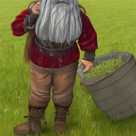 Portrait A Hardworking Dwarven Female Farmer Ragged Stable