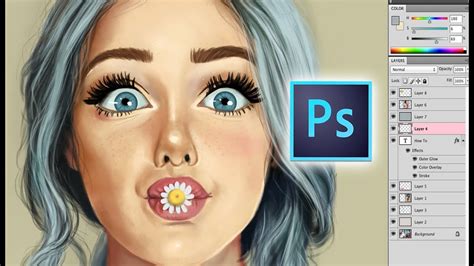 Drawing Face Using Adobe Photoshop Youtube