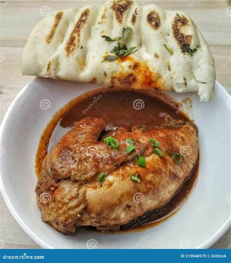 Tasty Chicken Served With Kulcha Stock Image Image Of Tasty Food