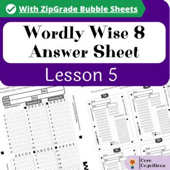 Wordly Wise Book 8 Lesson 5 Answer Bubble Sheet By Core Cognitions