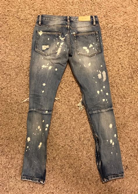 Mnml Paint Splatter Denim With Ankle Zips Size 28 40 Grailed Denim