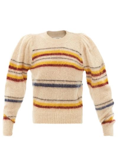 Isabel Marant Étoile Drussell Striped Mohair Blend Sweater In Beige