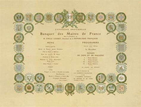 The Banquet Of The Century Le Banquet Des Maires 1900 Menu