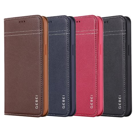 Gebei Top Grain Leather Horizontal Flip Protective Case With Holder