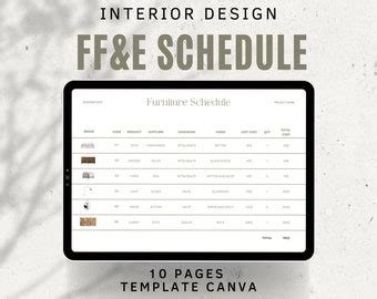 Interior Design Furniture Fixtures And Finishes Schedule Template For