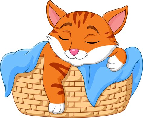 Cartoon Cat Sleeping In The Basket 8734914 Vector Art At Vecteezy