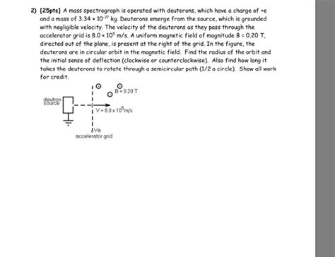 Solved 2 25pts A Mass Spectrograph Is Operated With