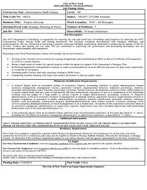 Fillable Online Civil Service Title Administrative Staff Analyst Fax