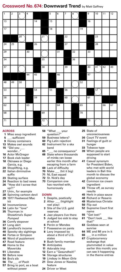 Printable Free Printable Crossword Puzzles Crossword Puzzles