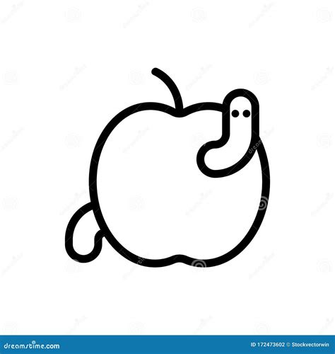 Worm Apple Icon Vector Isolated Contour Symbol Illustration Stock