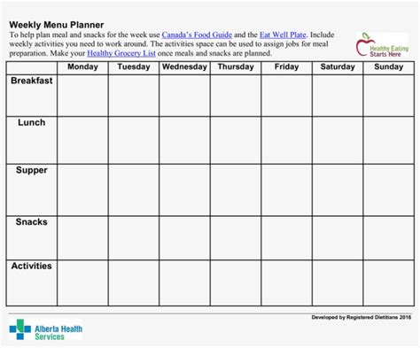 Daily Activity Planner Template