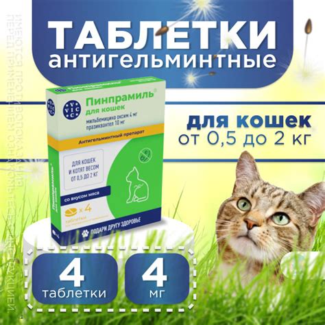 Таблетки Пинпрамиль от глистов для котят и мелких кошек, 4 мг/10 мг, 4 ...