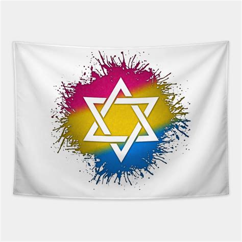 Paint Splatter Pansexual Pride Flag Star Of David Symbol Pansexual Pride Tapestry Teepublic