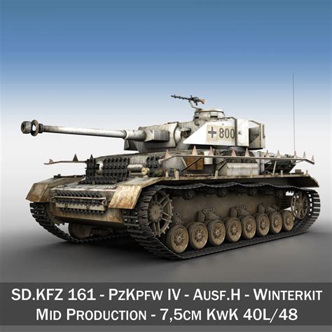 SD KFZ 161 PzKpfw IV Panzer 4 Ausf H Winter 3D Model FlatPyramid