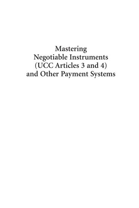 Pdf Mastering Negotiable Instruments Ucc Articles And