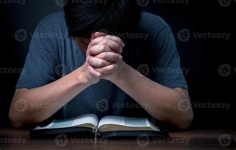 Man Folding Hands Praying Hands With Faith In Religion And Belief In