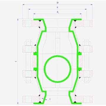 Ball Check Valve LMP Fluorcarbon Double Flange PTFE Lined