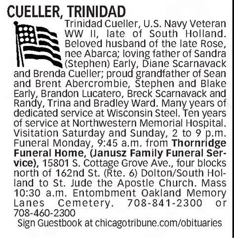 Obituary Chicago Metro - masak